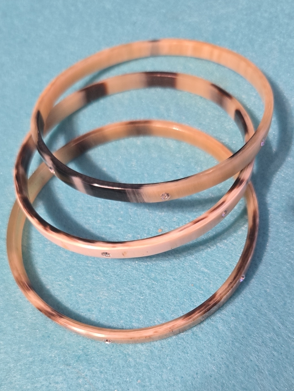 Horn Bangle Bracelets with Stone Accents